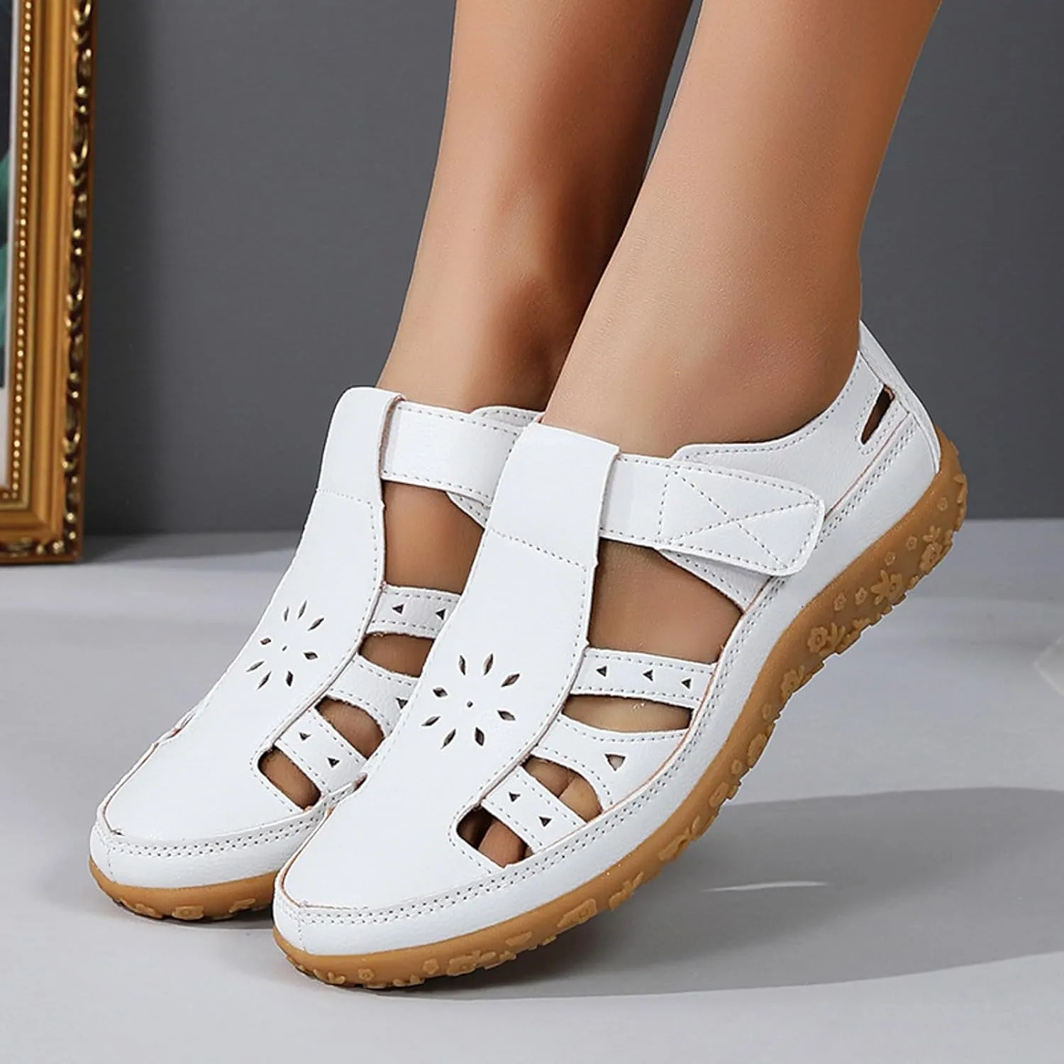 Orthopedic Loafers for Women Summer Dressy 2025 Casual Closed Toe sandal womens Leather Comfortable Soft Sole Ankle Strap Orthotic Beach Shoes Fashion Casual