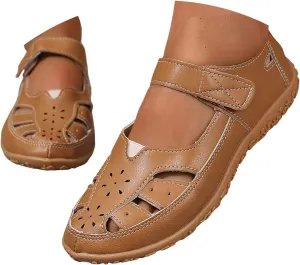 Orthopedic Loafers for Women Summer Dressy 2025 Women's Casual Closed Toe Leather Sandals Comfortable Soft Sole Ankle Strap Orthotic Beach Party Wedding Shoes