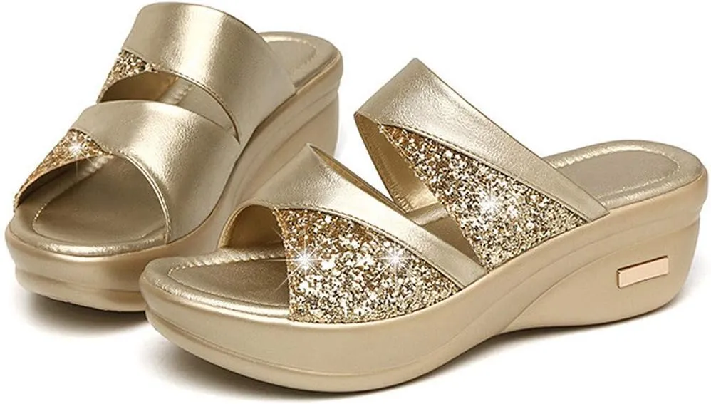 Orthopedic Sandals for Women Arch Support Flip Flops Comfortable Walking Sandals for Women Summer Dressy Platform Wedges Sandals Ladies Slip On Lightweight Slippers Casual Slides Beach Shoes ﻿