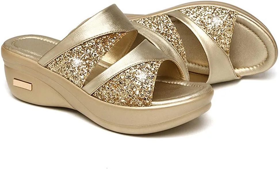 Orthopedic Sandals for Women Arch Support Flip Flops Comfortable Walking Sandals for Women Summer Dressy Platform Wedges Sandals Ladies Slip On Lightweight Slippers Casual Slides Beach Shoes ﻿