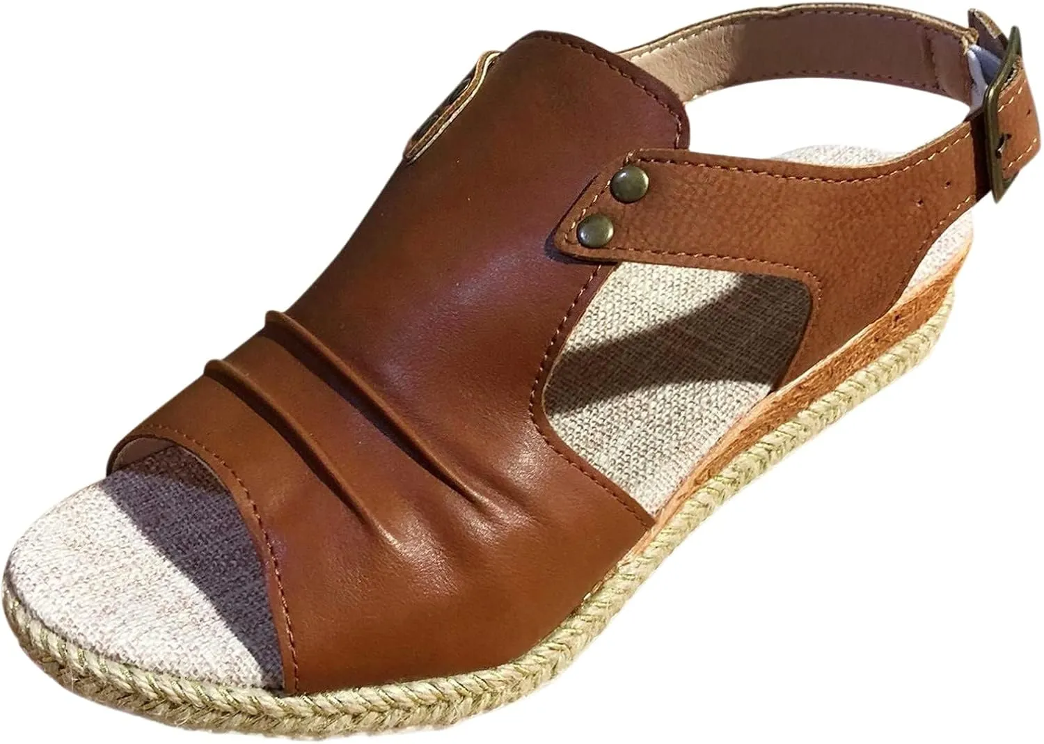 Orthopedic Sandals for Women Casual Non Slip Wedge Sandals Open Toe Slingback Ankle Strap Metal Buckle Summer Shoes for All Occasions: Casual, Work, Party