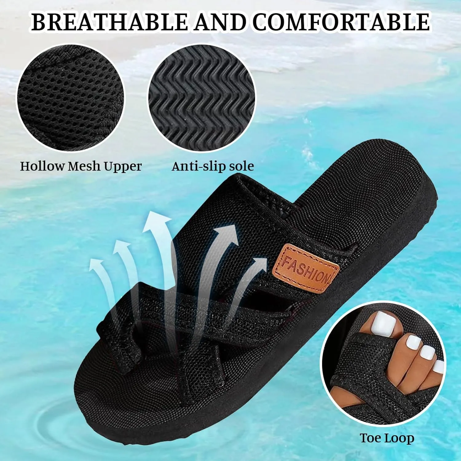 Orthopedic Sandals for Women Summer Casual Open Toe Beach Vacation Shoes Arch Support Wedge Flip Flops Comfortable Dressy Casual Beach Slippers