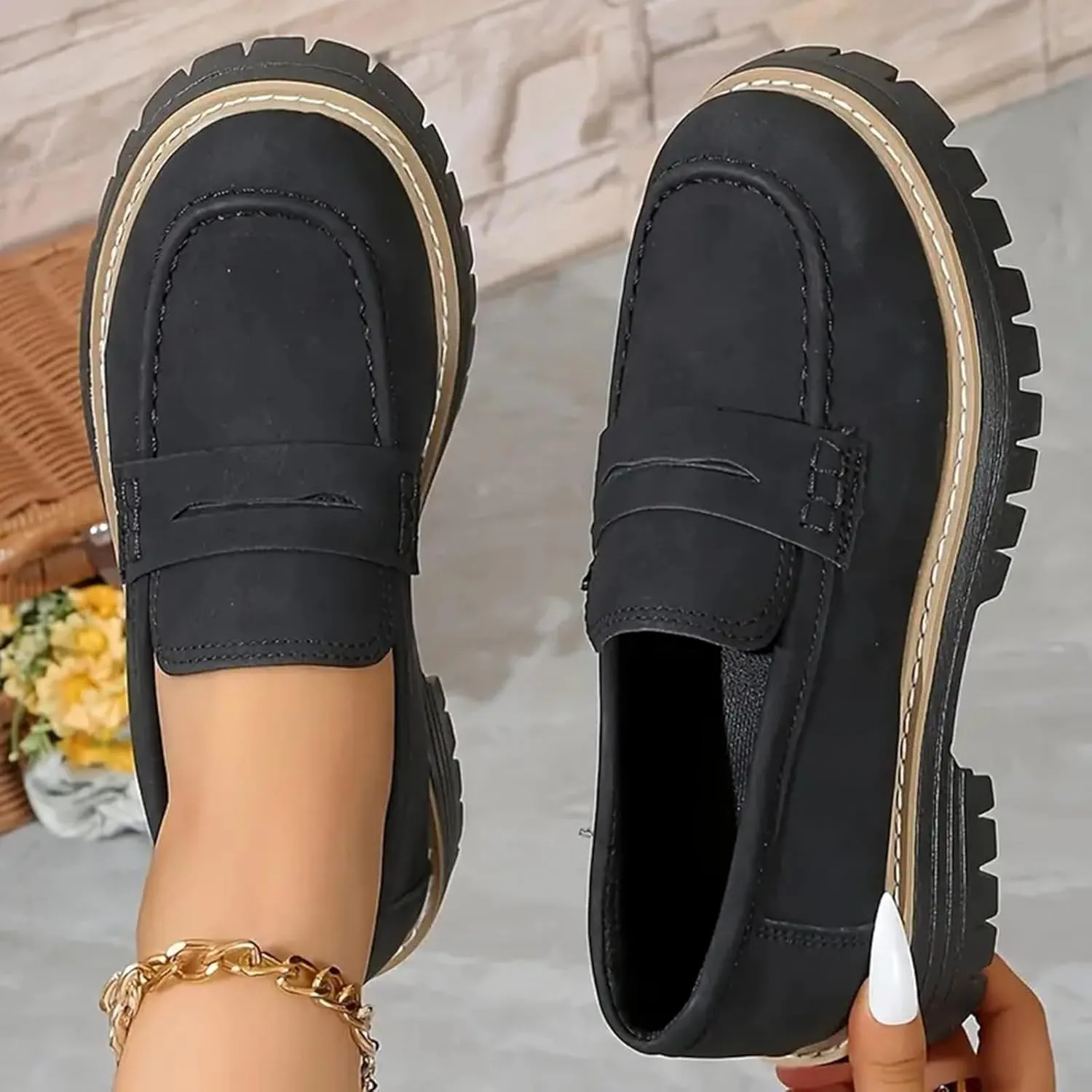 Orthopedic Shoes for Women Orthoture-Orthopedic Platform Loafers, Comfort Orthopedic Shoes, Womens Round Toe Walking Shoe, Slip On Shoes