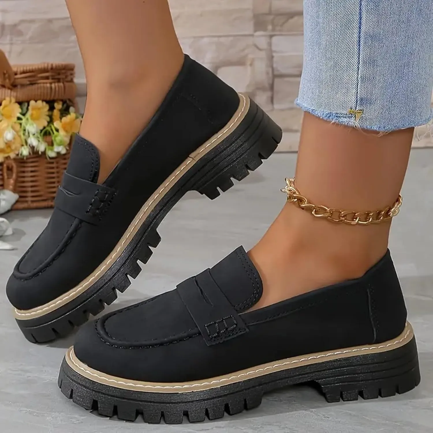 Orthopedic Shoes for Women Orthoture-Orthopedic Platform Loafers, Comfort Orthopedic Shoes, Womens Round Toe Walking Shoe, Slip On Shoes