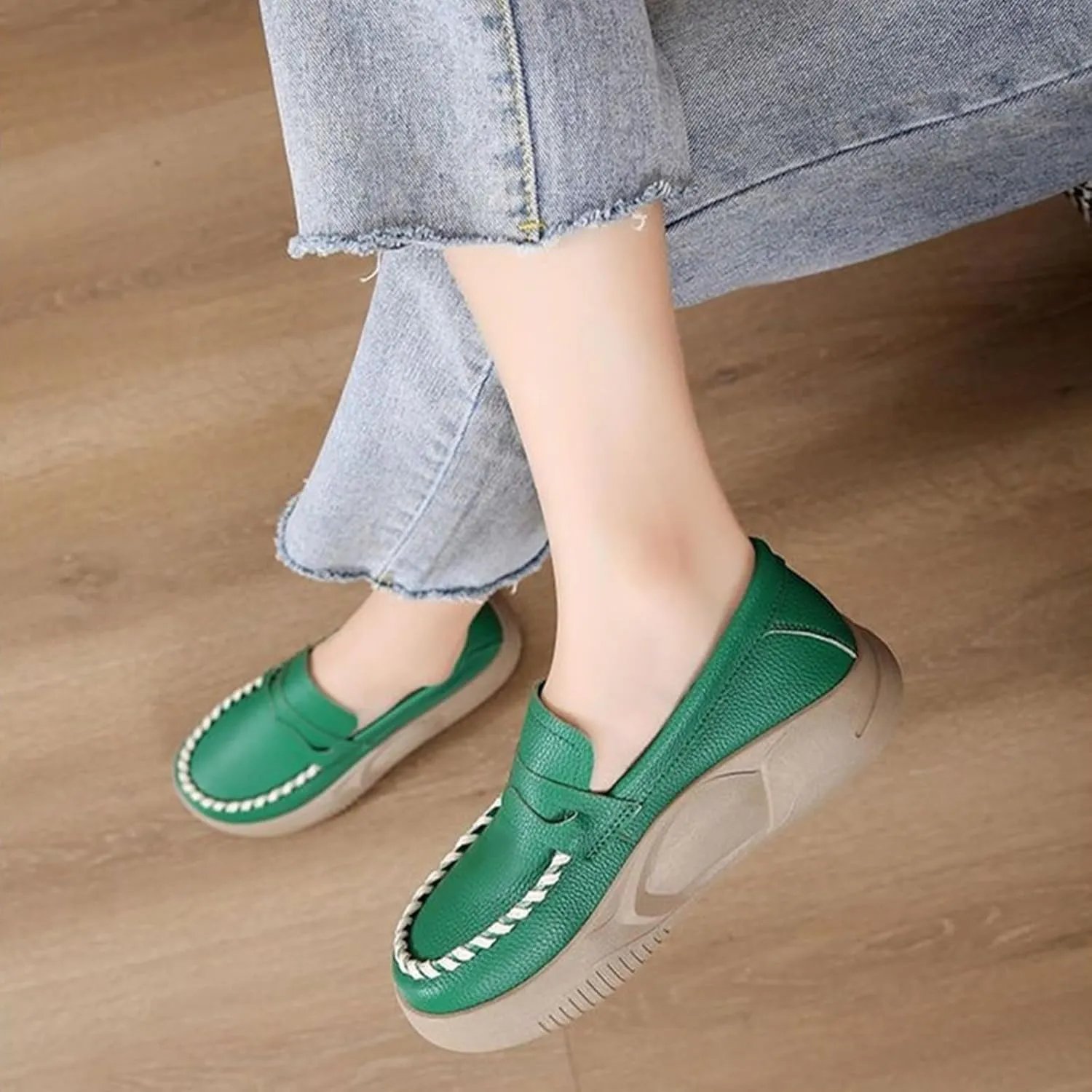 Orthopedic Shoes for Women,Soft-Soled Slip-On Walking Loafers,Soft Comfortable Breathable Work Single Thick Soled Shoes