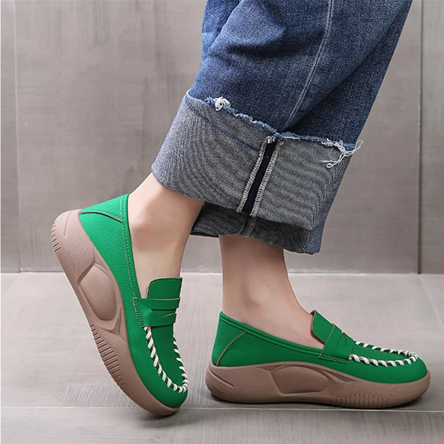 Orthopedic Shoes for Women,Soft-Soled Slip-On Walking Loafers,Soft Comfortable Breathable Work Single Thick Soled Shoes