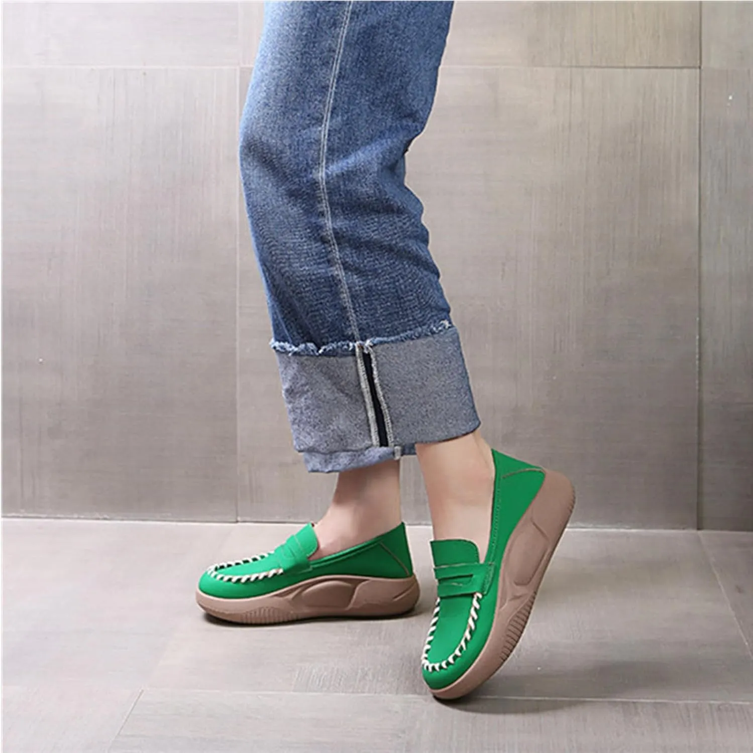 Orthopedic Shoes for Women,Soft-Soled Slip-On Walking Loafers,Soft Comfortable Breathable Work Single Thick Soled Shoes