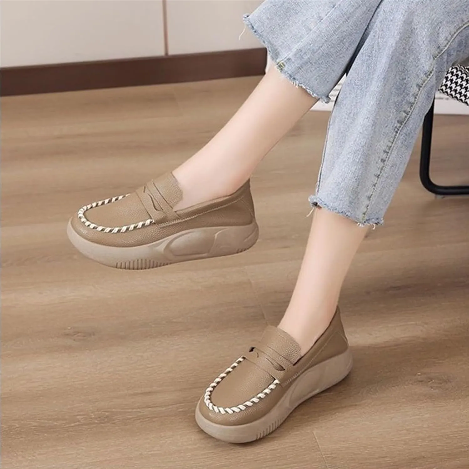 Orthopedic Shoes for Women,Soft-Soled Slip-On Walking Loafers,Soft Comfortable Breathable Work Single Thick Soled Shoes