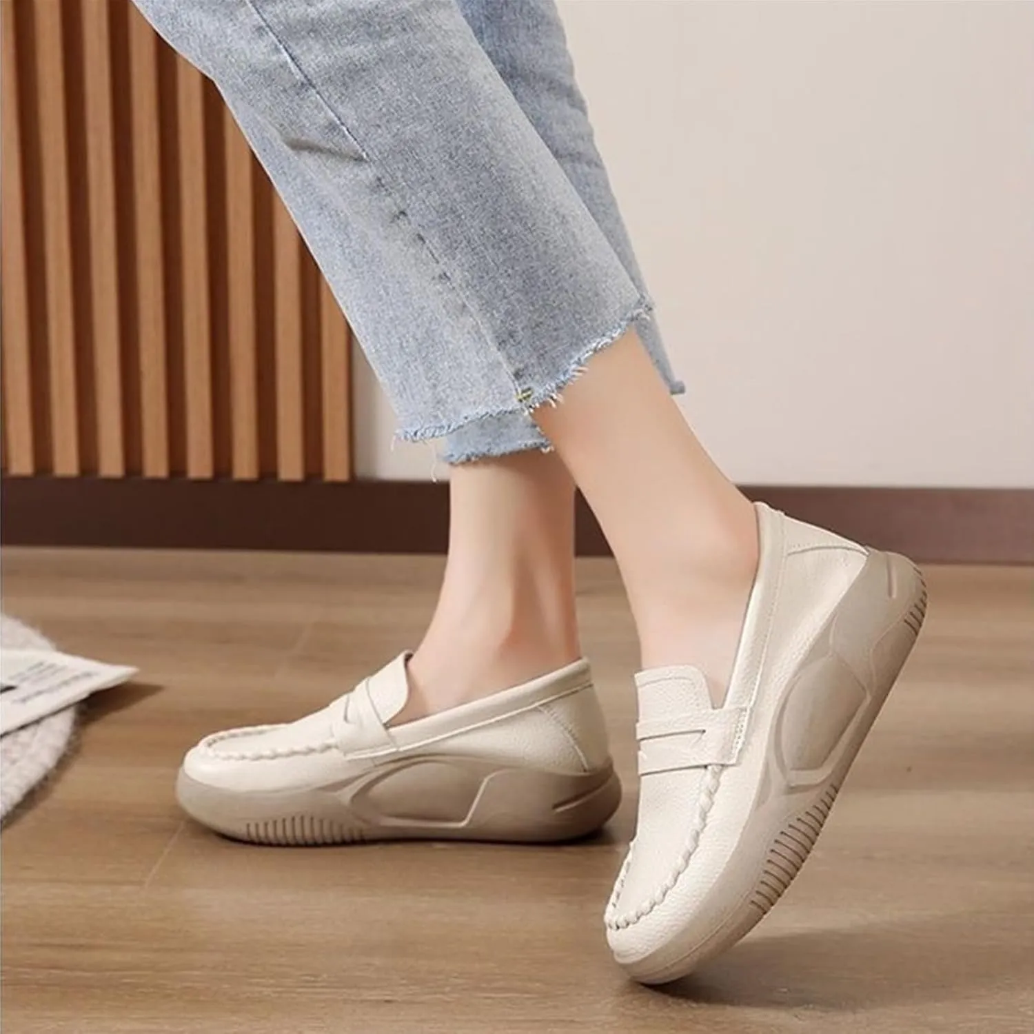 Orthopedic Shoes for Women,Soft-Soled Slip-On Walking Loafers,Soft Comfortable Breathable Work Single Thick Soled Shoes