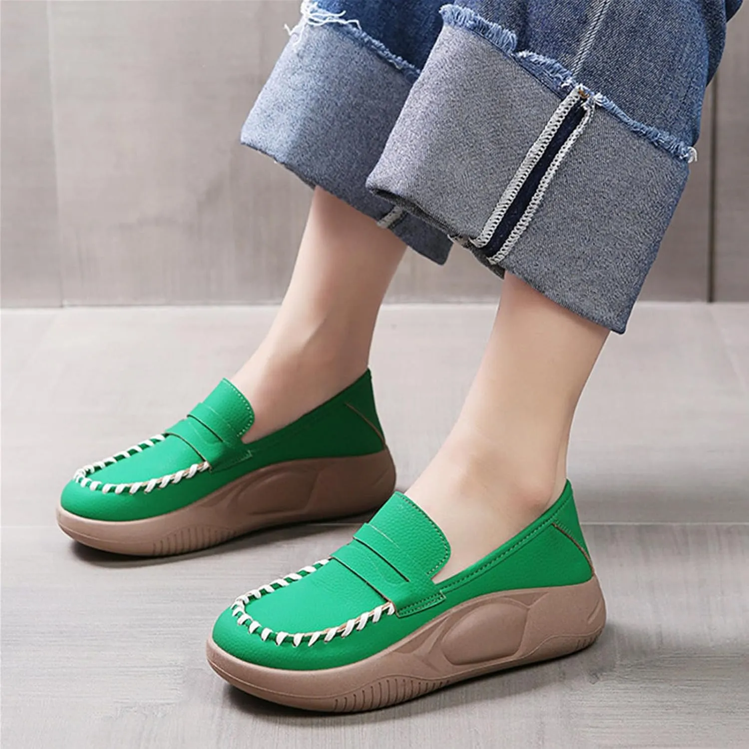 Orthopedic Shoes for Women,Soft-Soled Slip-On Walking Loafers,Soft Comfortable Breathable Work Single Thick Soled Shoes