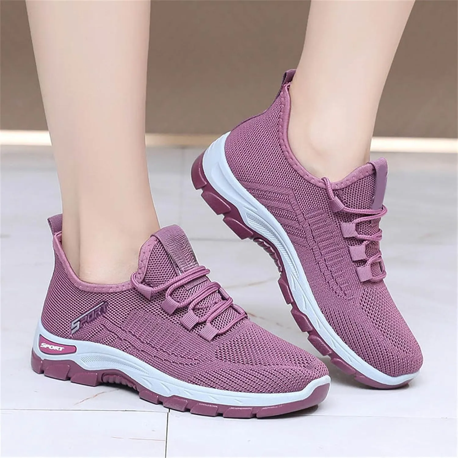 Orthopedic Sneakers for Women Mesh Breathable Lace Up Walking Running Shoes Comfortable Tennis Shoes Non Slip Lightweight Casual Womens Sneakers