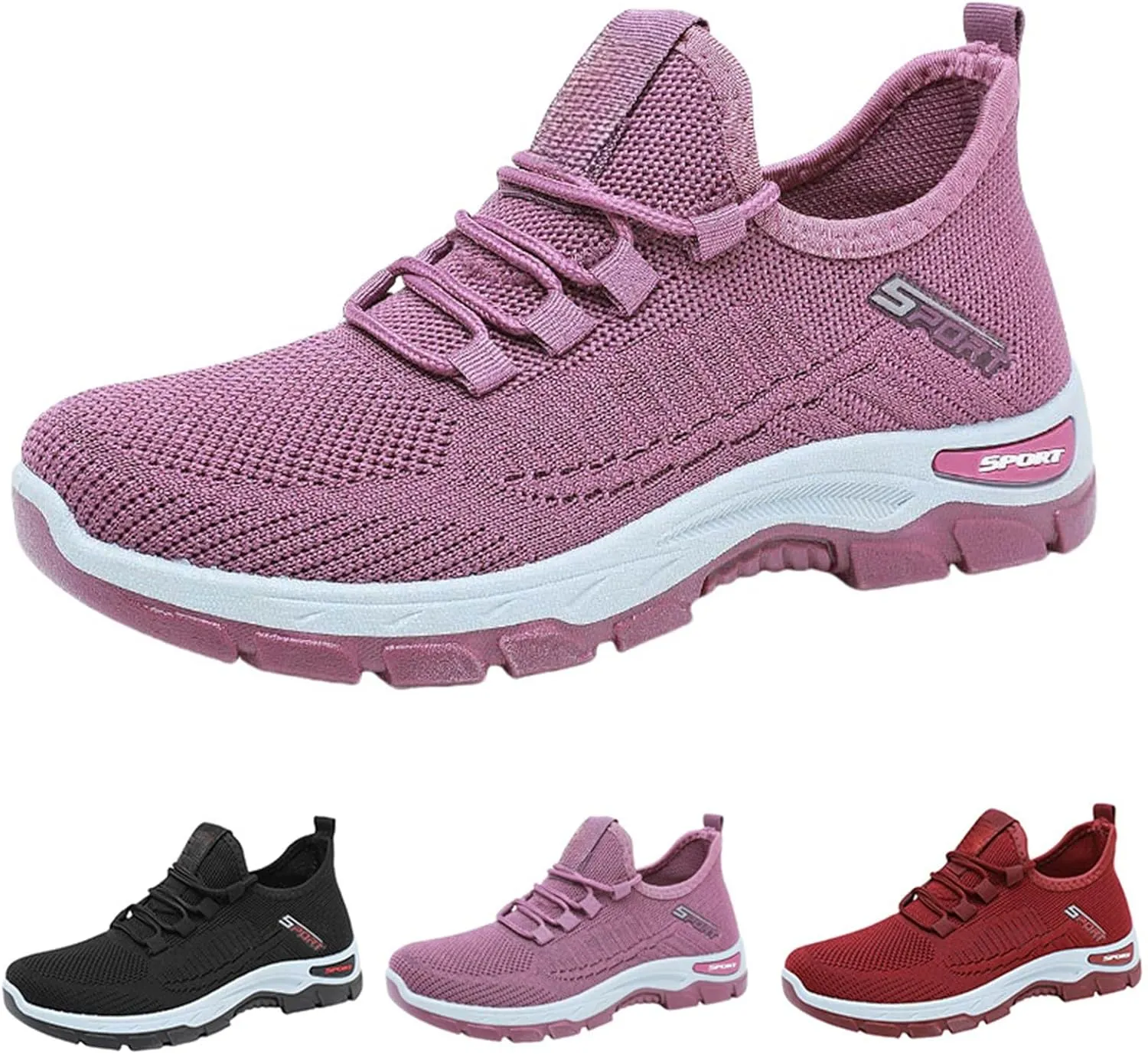 Orthopedic Sneakers for Women Mesh Breathable Lace Up Walking Running Shoes Comfortable Tennis Shoes Non Slip Lightweight Casual Womens Sneakers