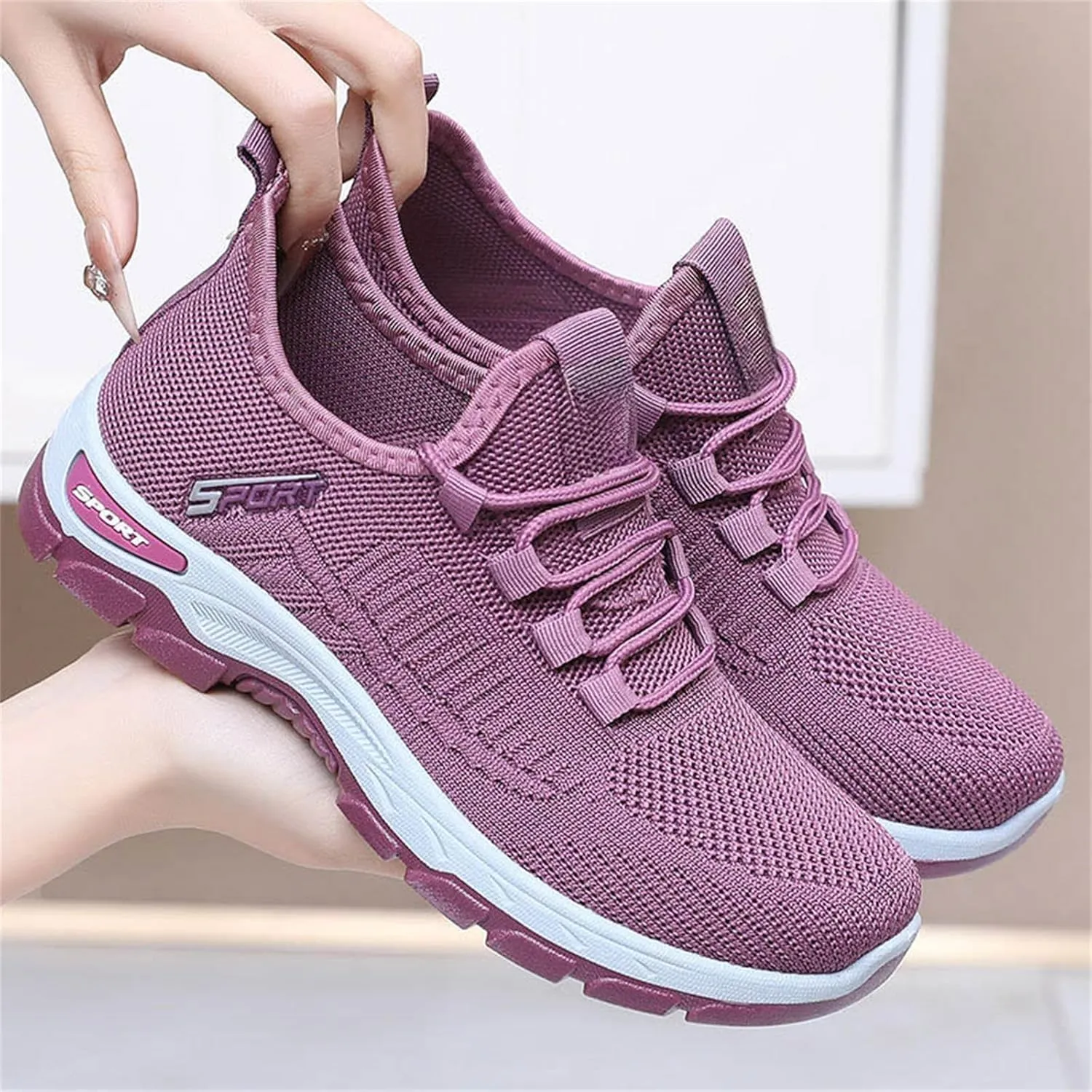 Orthopedic Sneakers for Women Mesh Breathable Lace Up Walking Running Shoes Comfortable Tennis Shoes Non Slip Lightweight Casual Womens Sneakers