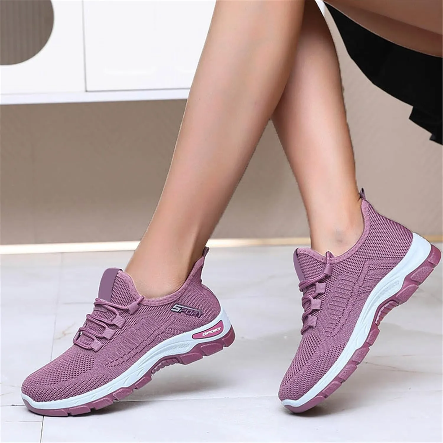Orthopedic Sneakers for Women Mesh Breathable Lace Up Walking Running Shoes Comfortable Tennis Shoes Non Slip Lightweight Casual Womens Sneakers