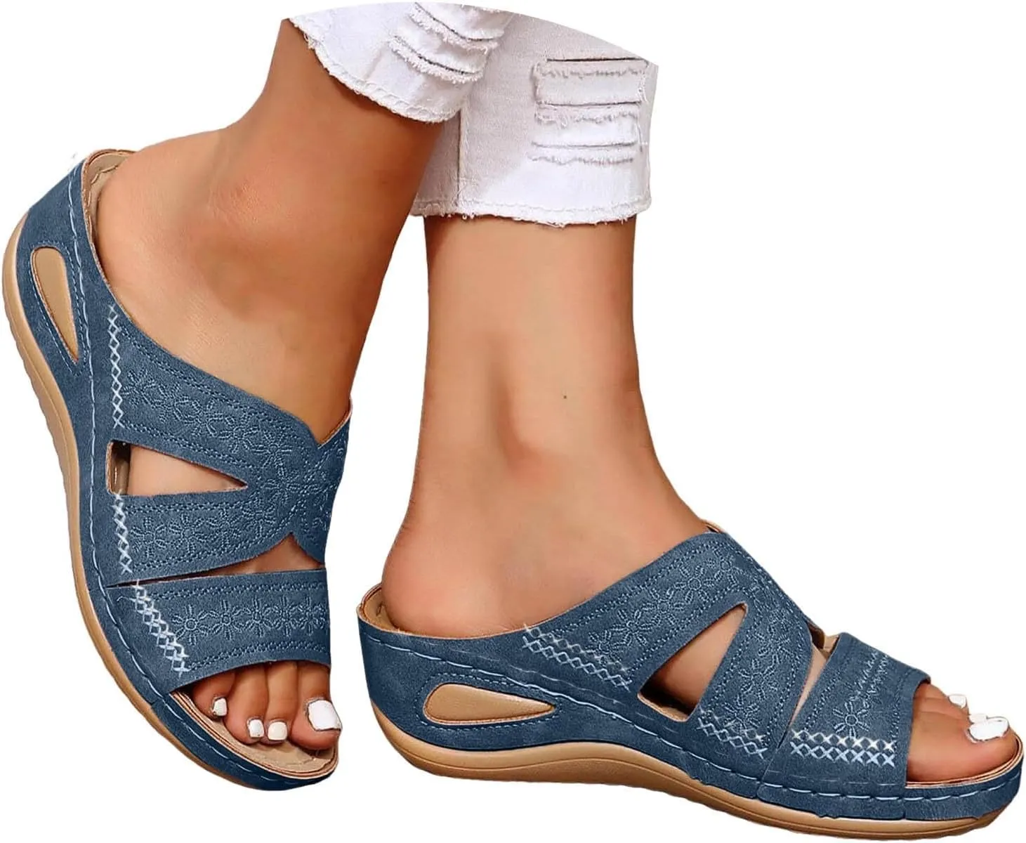 Orthopedic Wedge Sandals for Women Summer Dressy 2025 Flat Open Toe Platform Arch Support Sandals Casual Flip Flops