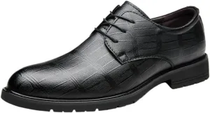 Oxford Dress Shoes for Men's Classic Lace Up Evening Brogue French Leather Office Anti-Slip Rubber Sole Slip Resistant Block Heel Shoe