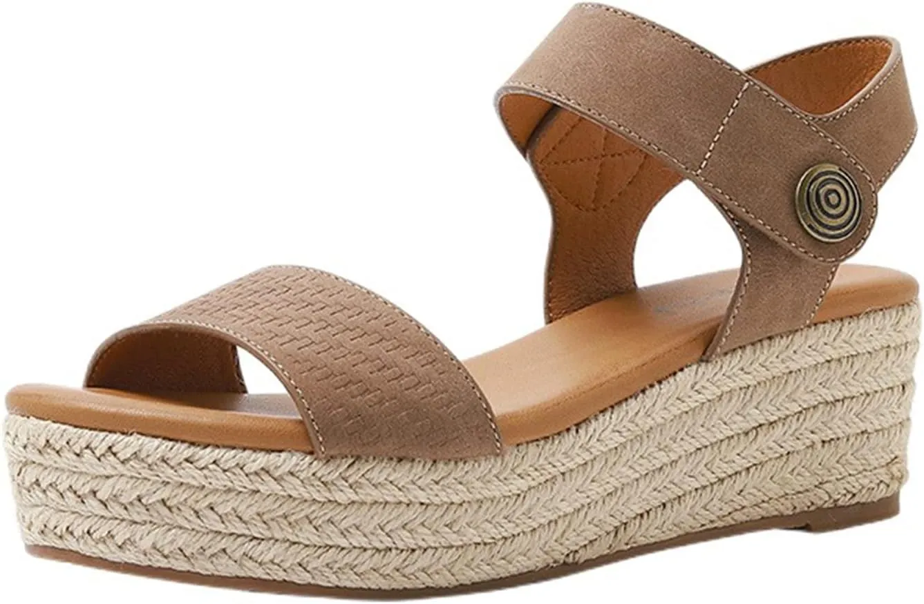 Platform Sandals for Women Summer Open Toe Non Slip Flatform Sandals Dressy Casual Buckle Ankle Strap Slides Sandal for All Occasions: Casual, Work, Party