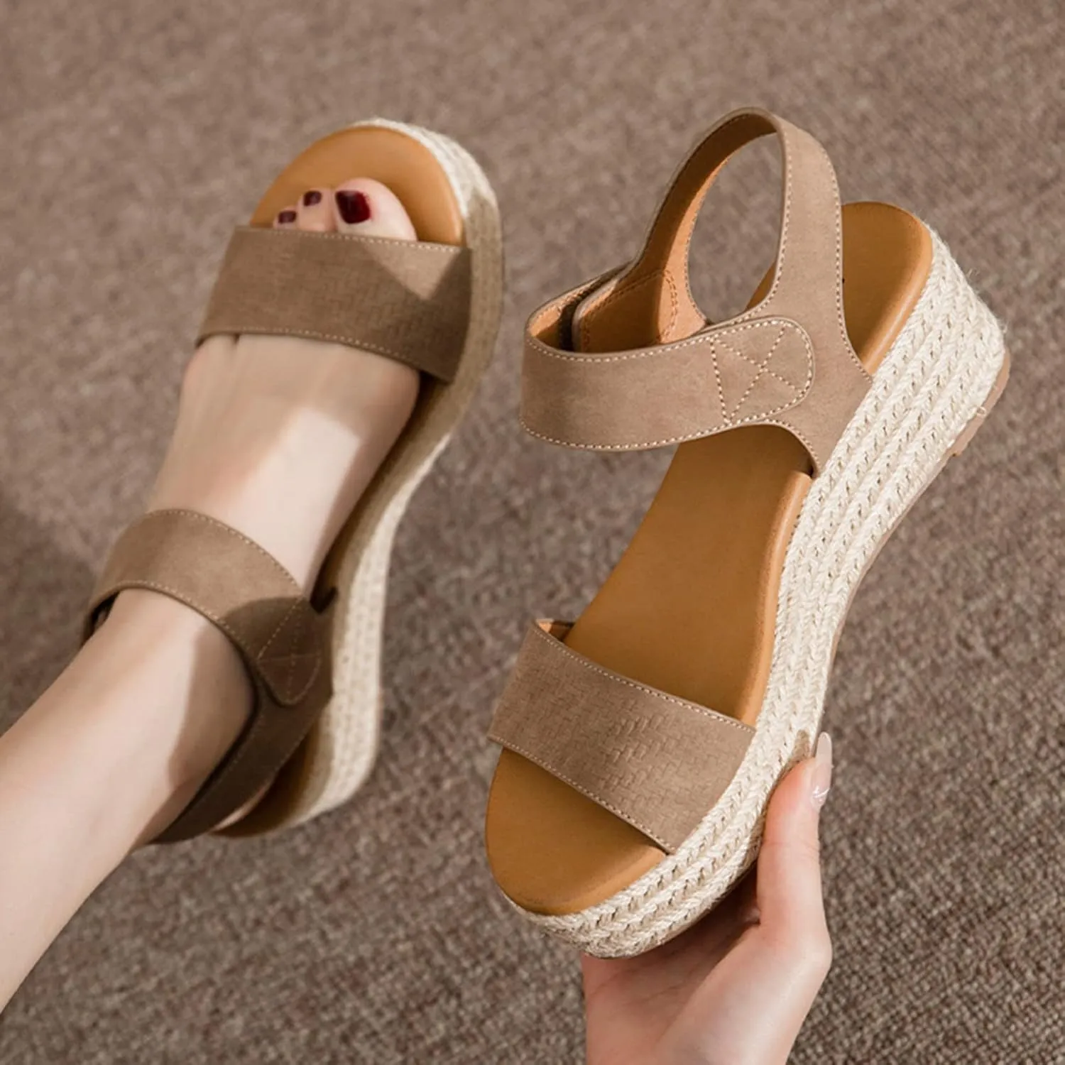 Platform Sandals for Women Summer Open Toe Non Slip Flatform Sandals Dressy Casual Buckle Ankle Strap Slides Sandal for All Occasions: Casual, Work, Party