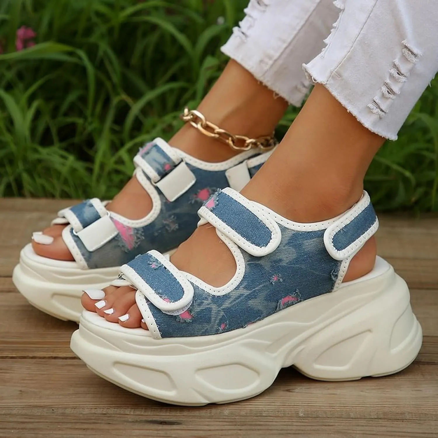 Platform Sandals Women Summer Outdoor Camping Walking Beach Sandals Sandles Women Open Toe Flatform Fashion Sandals