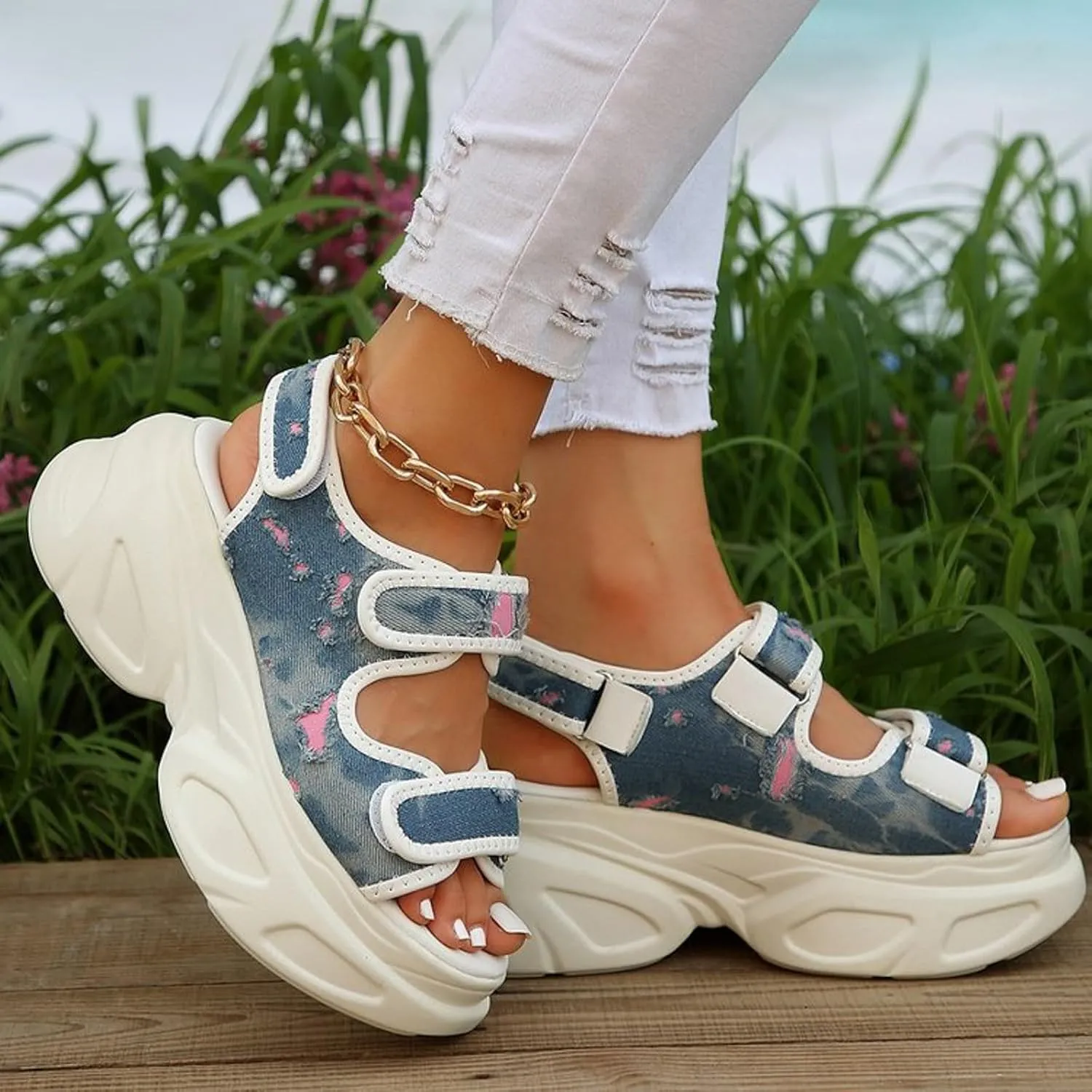 Platform Sandals Women Summer Outdoor Camping Walking Beach Sandals Sandles Women Open Toe Flatform Fashion Sandals
