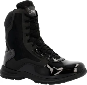 ROCKY Cadet 8" Black Side Zip Public Service Boot, Black, Size 11(M)