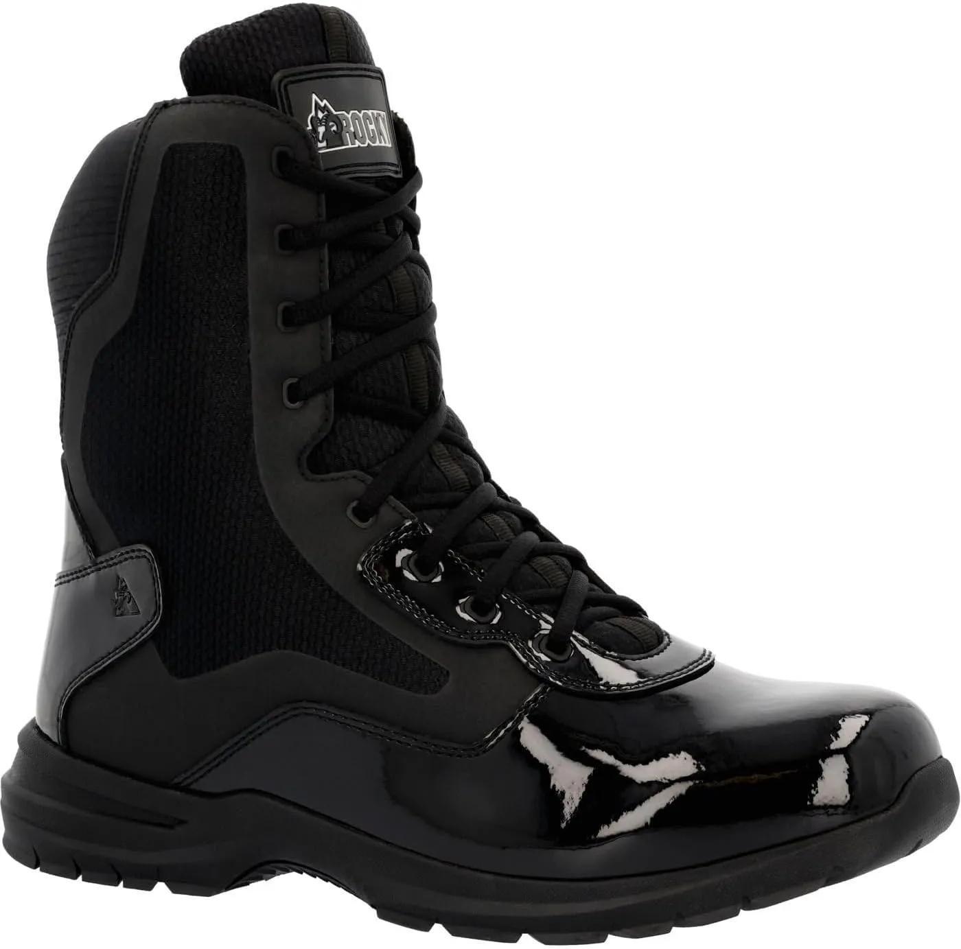 ROCKY Cadet 8" Black Side Zip Public Service Boot, Black, Size 13(W)