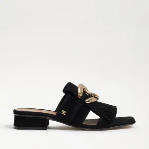 Sam Edelman Masha Black Squared Open Toe Slip On Block Heel Slides Sandals (Black, 6)