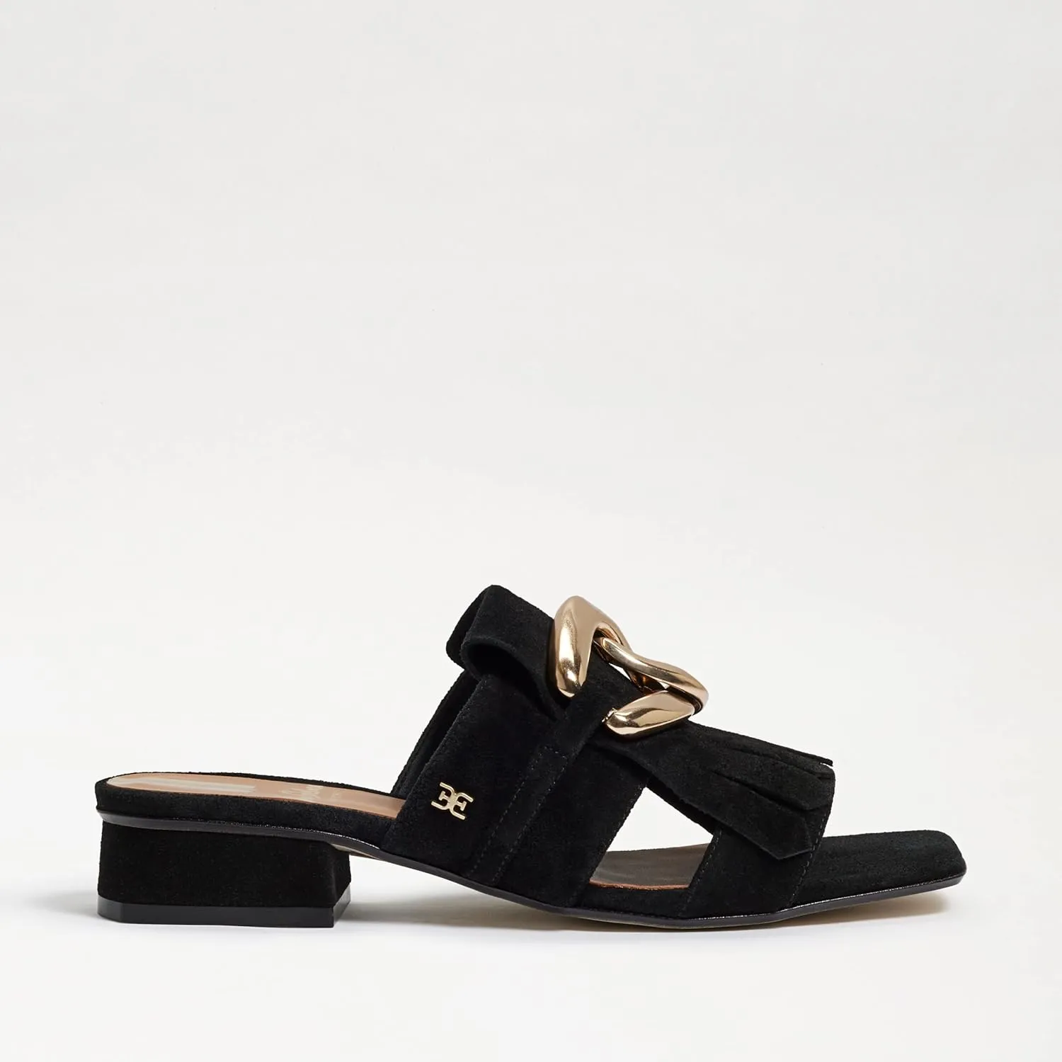 Sam Edelman Masha Black Squared Open Toe Slip On Block Heel Slides Sandals (Black, 6)