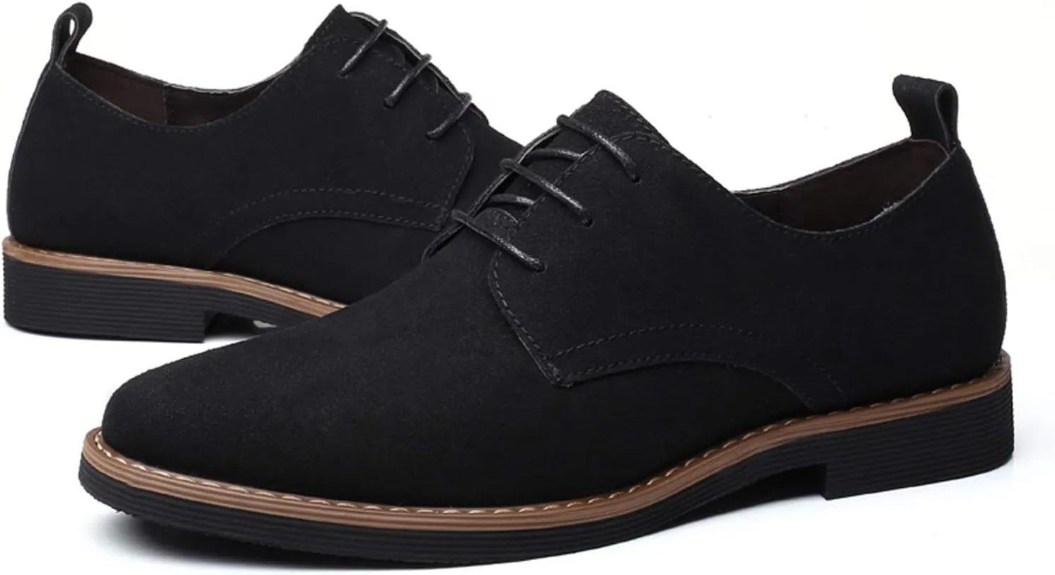 Santimon Men's Casual Oxford Shoes Classic Suede Formal Business Lace Up Dress Shoes