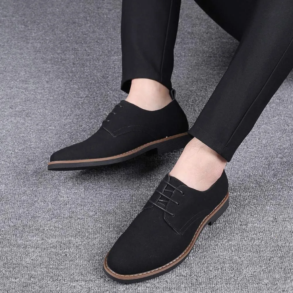 Santimon Men's Casual Oxford Shoes Classic Suede Formal Business Lace Up Dress Shoes