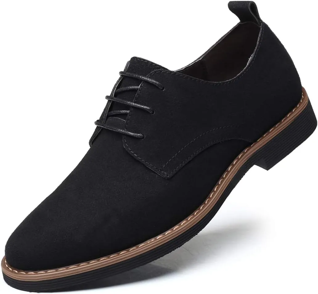 Santimon Men's Casual Oxford Shoes Classic Suede Formal Business Lace Up Dress Shoes