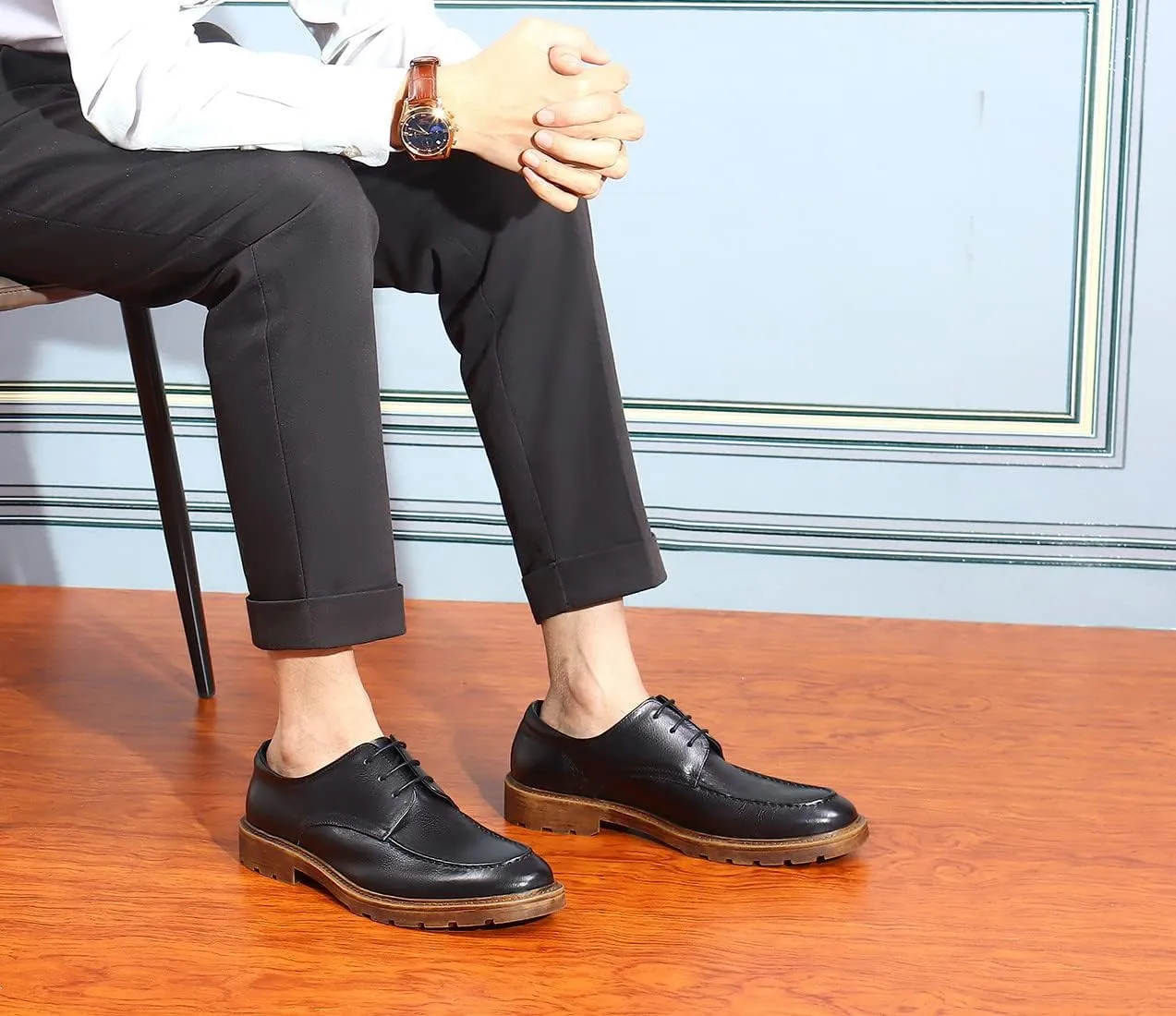 Santimon Mens Dress Shoes Casual Leather Oxford Formal Shoes for Men Black Brown