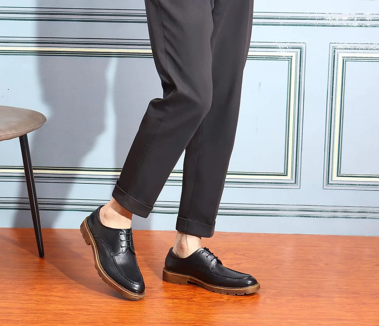 Santimon Mens Dress Shoes Casual Leather Oxford Formal Shoes for Men Black Brown