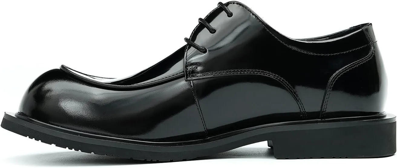 Santimon Mens Dress Shoes Casual Oxfords Patent Leather Debry Fashion Business Prom Formal Wedding Square Toe Walking Shoes for Men
