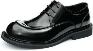 Santimon Mens Dress Shoes Casual Oxfords Patent Leather Debry Fashion Business Prom Formal Wedding Square Toe Walking Shoes for Men