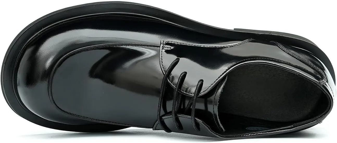 Santimon Mens Dress Shoes Casual Oxfords Patent Leather Debry Fashion Business Prom Formal Wedding Square Toe Walking Shoes for Men