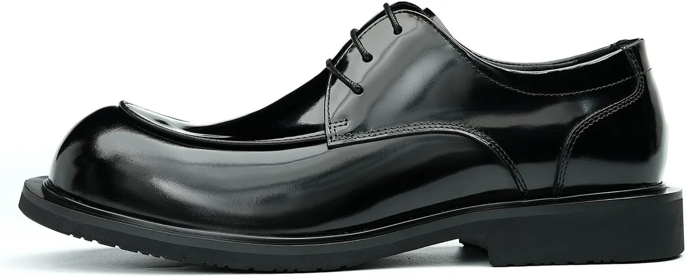 Santimon Mens Dress Shoes Casual Oxfords Patent Leather Debry Fashion Business Prom Formal Wedding Square Toe Walking Shoes for Men