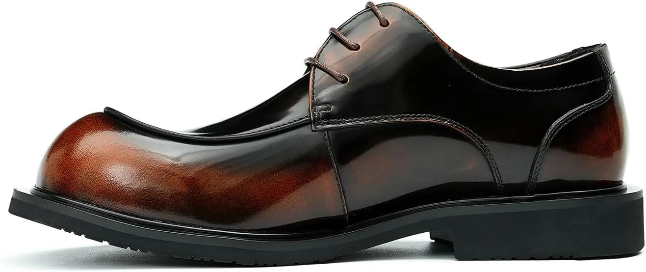 Santimon Mens Dress Shoes Casual Oxfords Patent Leather Debry Fashion Business Prom Formal Wedding Square Toe Walking Shoes for Men