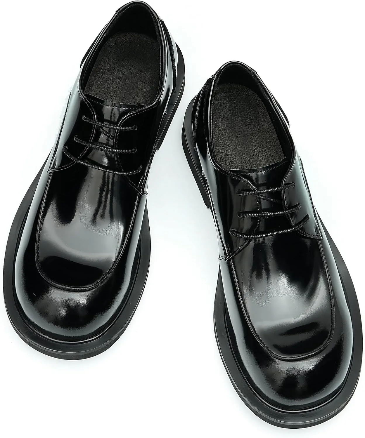 Santimon Mens Dress Shoes Casual Oxfords Patent Leather Debry Fashion Business Prom Formal Wedding Square Toe Walking Shoes for Men