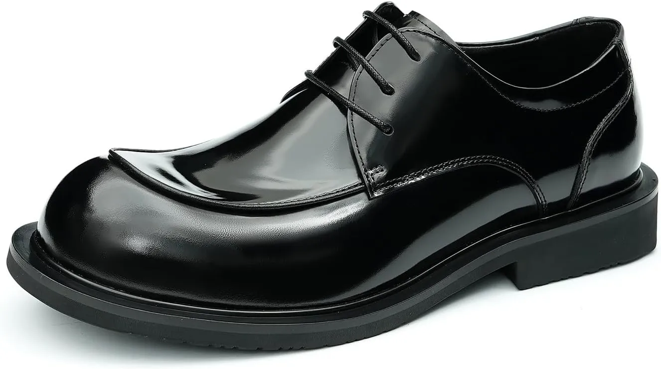 Santimon Mens Dress Shoes Casual Oxfords Patent Leather Debry Fashion Business Prom Formal Wedding Square Toe Walking Shoes for Men