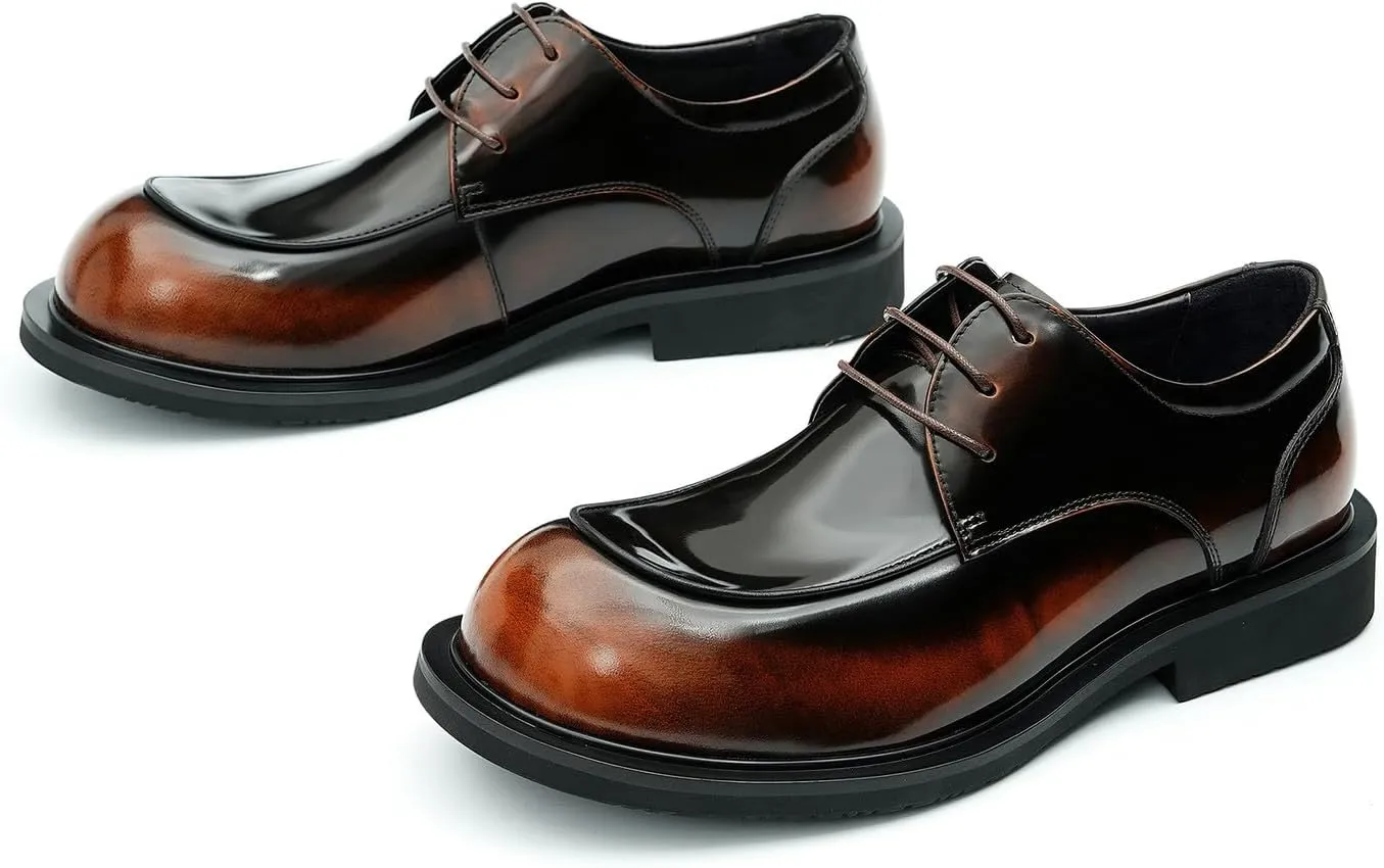Santimon Mens Dress Shoes Casual Oxfords Patent Leather Debry Fashion Business Prom Formal Wedding Square Toe Walking Shoes for Men