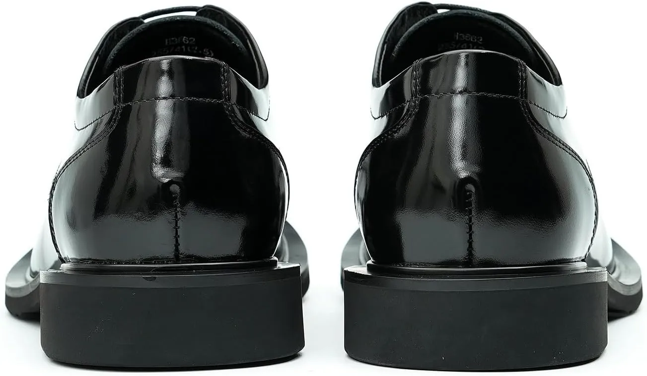 Santimon Mens Dress Shoes Casual Oxfords Patent Leather Debry Fashion Business Prom Formal Wedding Square Toe Walking Shoes for Men