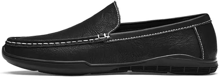 Santimon Men's Leather Flat Loafers Casual Slip On Shoes Soft Driving Moccasin Loafers for Men Lightweight Driving Boat Shoes