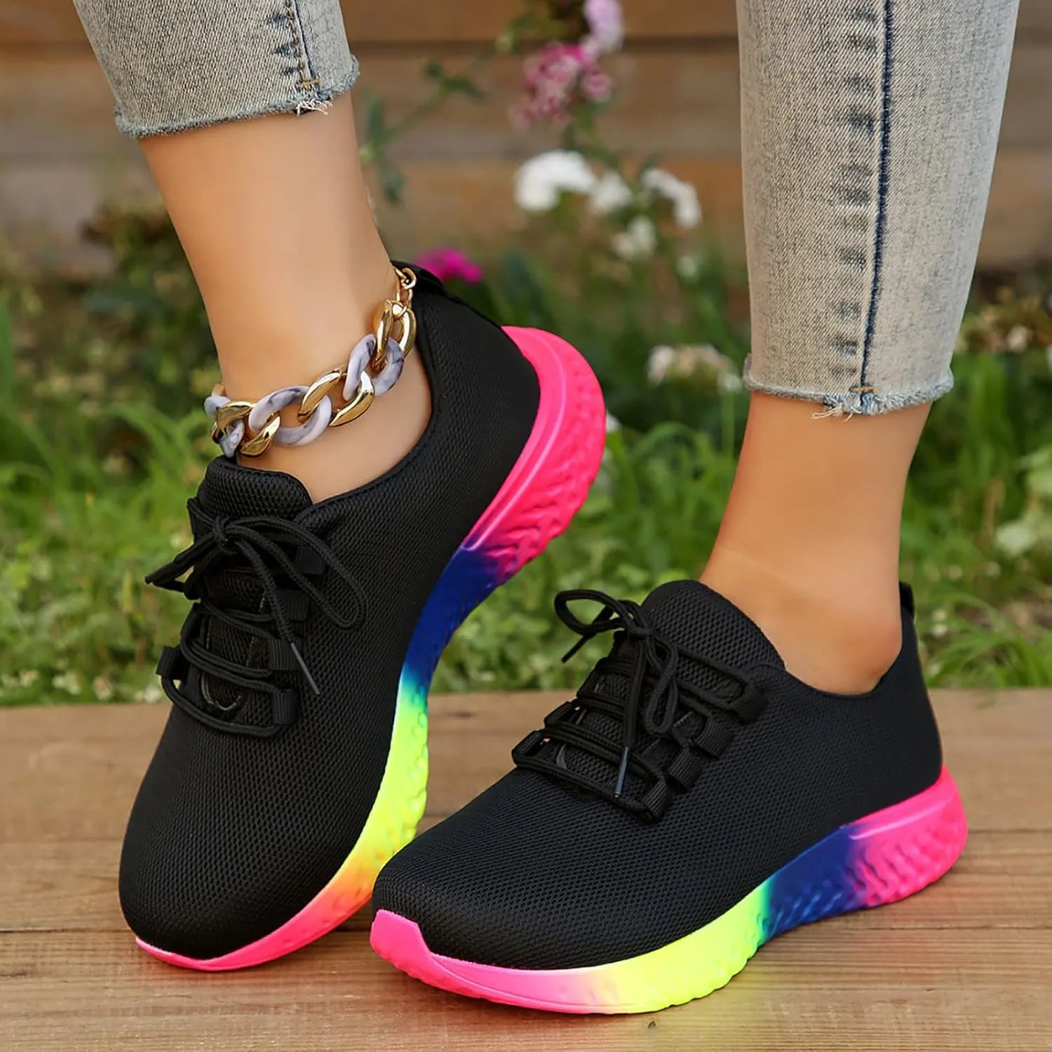 SBGMoSJ Black Sneakers Women Trendy Comfortable Walking Shoes Women Slip On Walking Shoes for Women Slip Ons Womens Black Slip On Sneakers Size 8.5 Tenis OrtopéDicos para Mujer Antideslizantes
