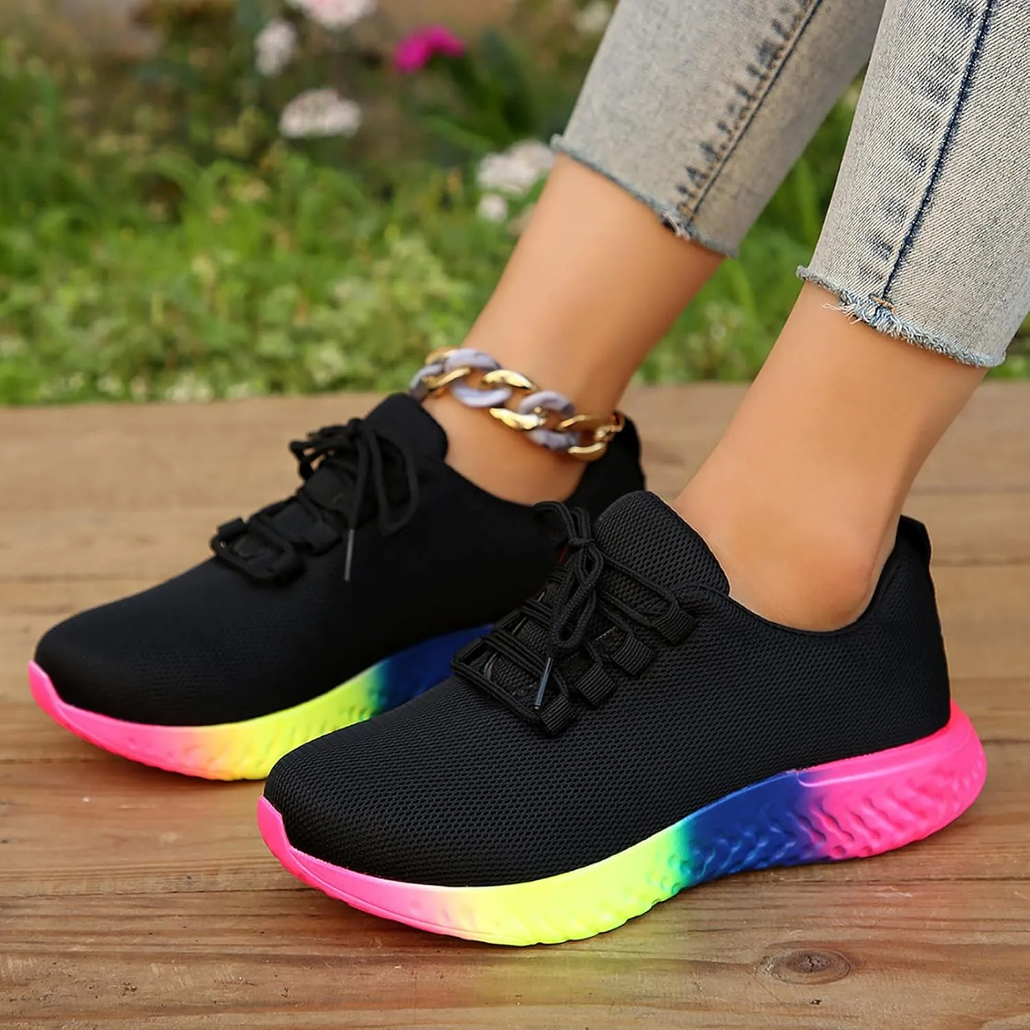 SBGMoSJ Black Sneakers Women Trendy Comfortable Walking Shoes Women Slip On Walking Shoes for Women Slip Ons Womens Black Slip On Sneakers Size 8.5 Tenis OrtopéDicos para Mujer Antideslizantes