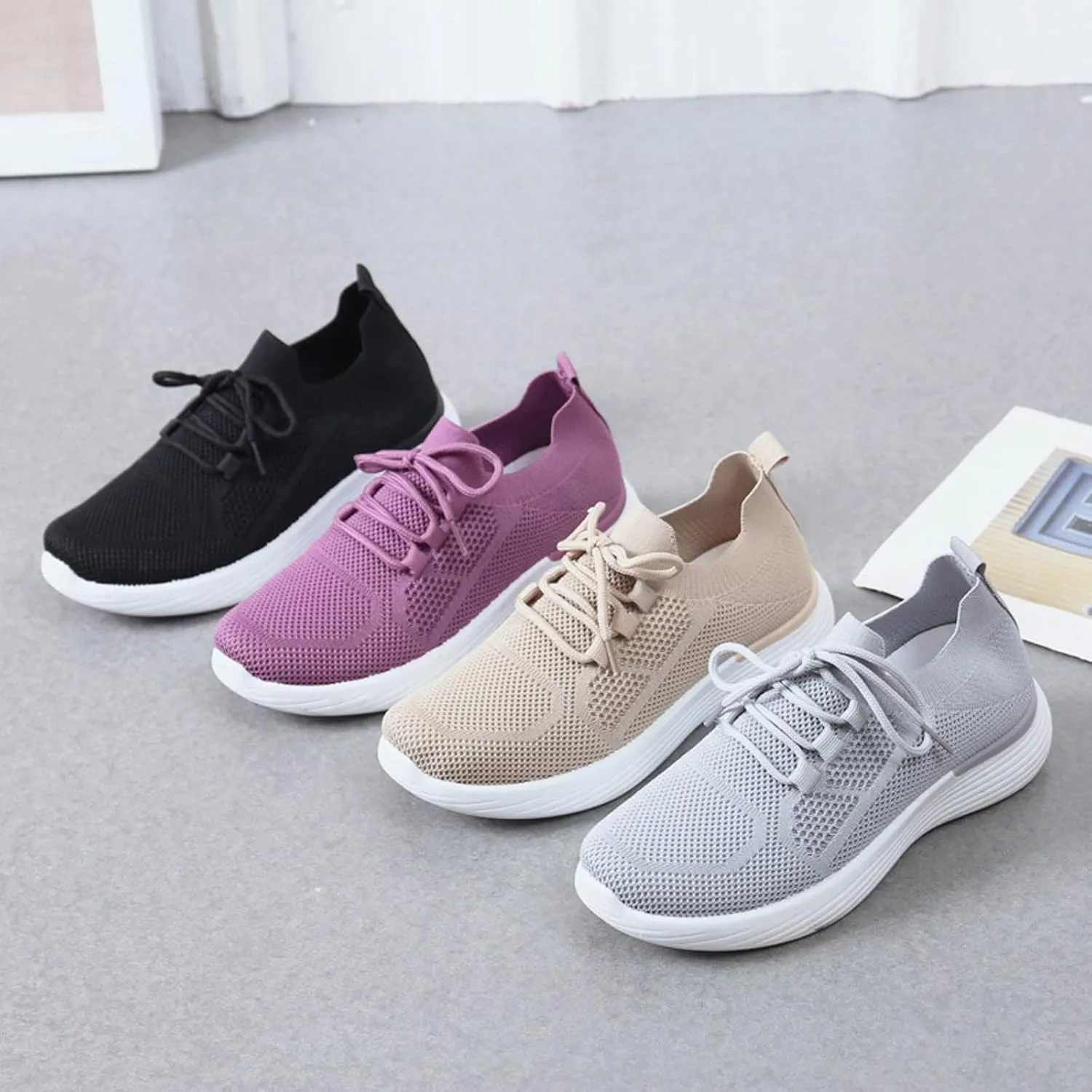 SBGMoSJ Women Sneakers Black Casual Zapatos CóModos Para Embarazadas Wide Width White Canvas Tennis Shoes for Women Women Sneakers Size 6 Wide Women Orthopedic Sneakers Wide