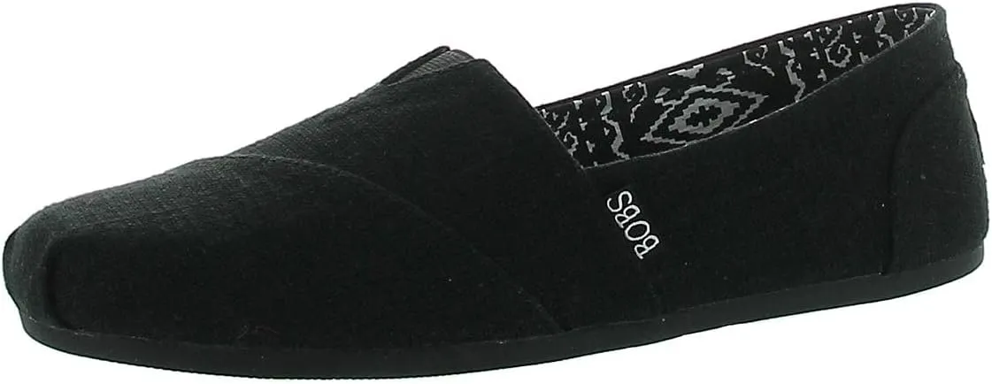 Skechers Women's Bobs Plush-Best Wishes Slip-On Flat, Black/Black, 6 W US