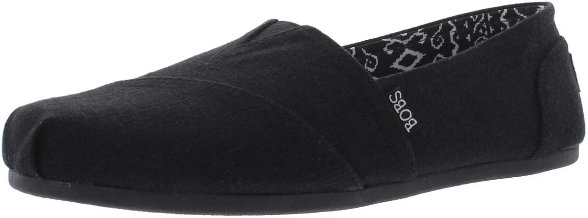 Skechers Women's Bobs Plush-Best Wishes Slip-On Flat, Black/Black, 8.5 W US