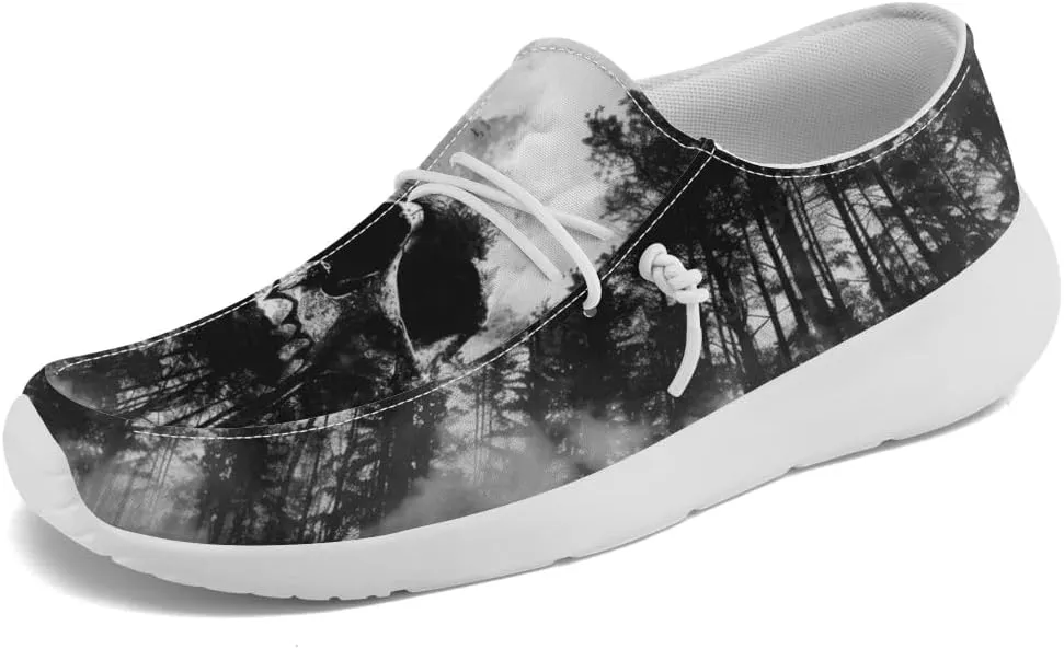 Skull Shoes for Men Loafers Black Slip-on Shoes Gifts for Men Women