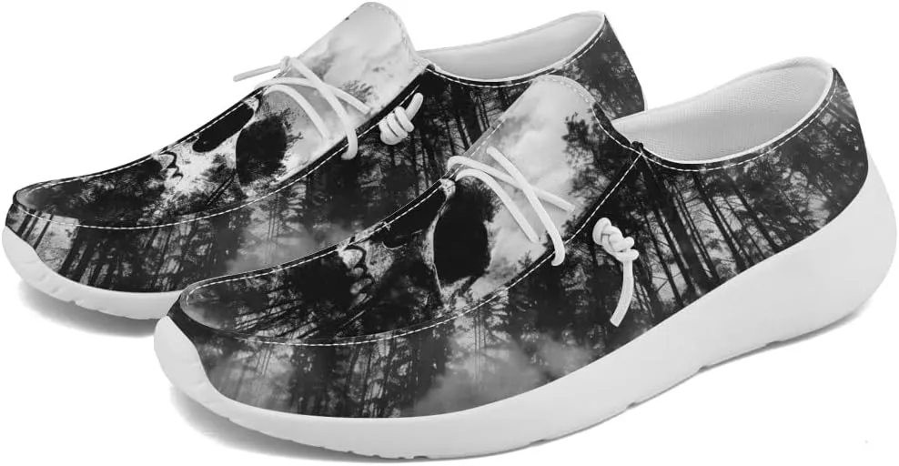 Skull Shoes for Men Loafers Black Slip-on Shoes Gifts for Men Women